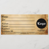 Unieke vintage middeleeuwse cadeaubon save the date (Achterkant)