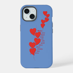 Unieke vintage rode kant hartjes iPhone 15 case