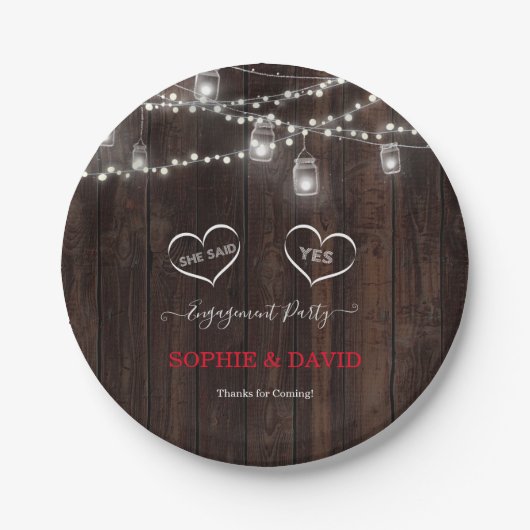 Unieke vintage snoerlichten oude schuur verlovings papieren bordje (Voorkant)