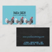 Unieke Visitekaartjes blauw met kippen (Voorkant / Achterkant)