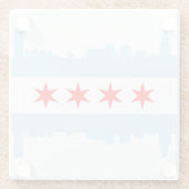 Unieke vlag van Chicago Skyline Glazen Onderzetter (Achterkant)