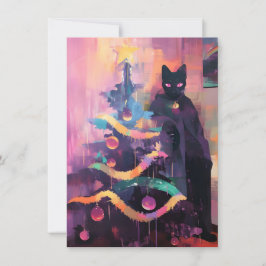Unieke vreemde kerstkaarten met katten feestdagenkaart