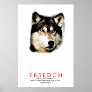 Unieke vrijheid Motiverende wolf poster afdruk