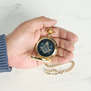 Unieke vrijmetselaarscadeaus   Blauw Goud Masonic  Horloge