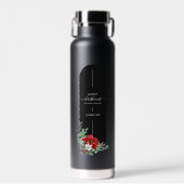 Unieke Vrolijke Kerstmis Bloemen Minimalistische D Waterfles (Voorkant)