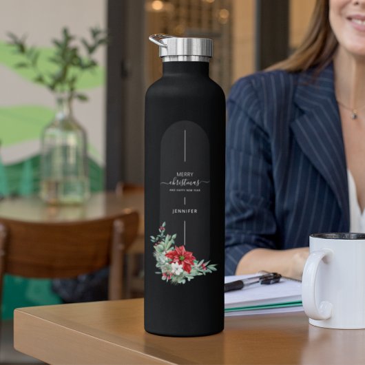 Unieke Vrolijke Kerstmis Bloemen Minimalistische D Waterfles