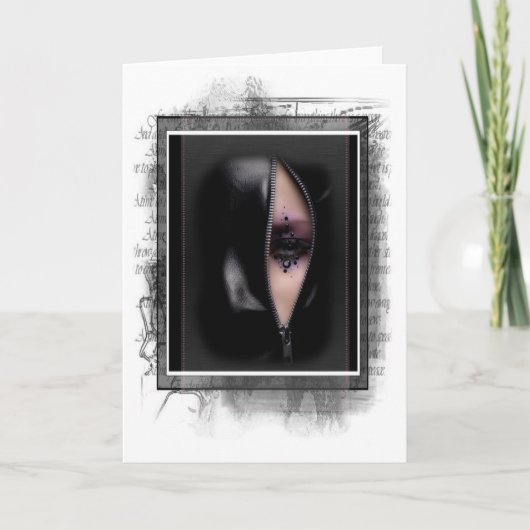 Unieke vrouw in het Wenskaart Zipper Grunge Kaart (Voorkant)