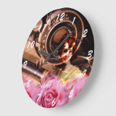 Unieke  vrouw met rozen en  camera grote klok (Hoek)