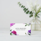 Unieke Waterverf Abstracte Paarse Modern Visitekaartje (Staand voorkant)