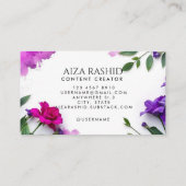 Unieke Waterverf Abstracte Paarse Modern Visitekaartje (Achterkant)