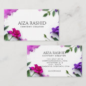 Unieke Waterverf Abstracte Paarse Modern Visitekaartje (Voorkant / Achterkant)