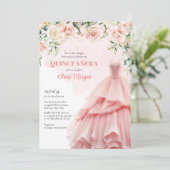 Unieke waterverf blush bloesem formele roze jurk kaart (Staand voorkant)