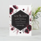 Unieke Waterverf Bourgondische bruiloft Save The Date (Staand voorkant)