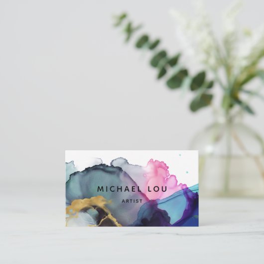 Unieke Waterverf Gold Modern Visitekaartje (Staand voorkant)