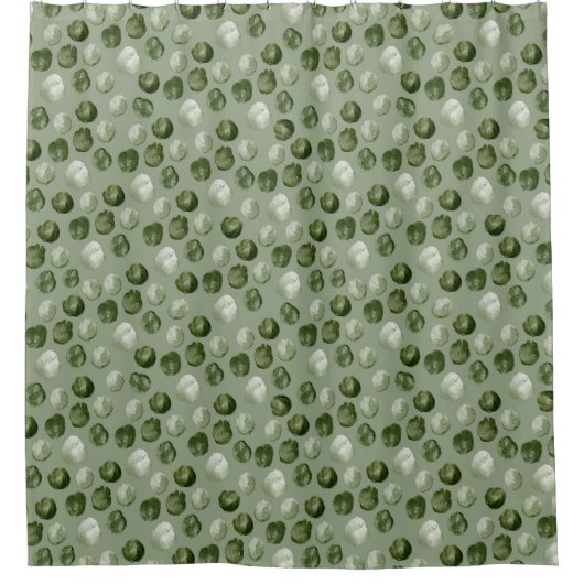 Unieke Waterverf Groene Stippen Douchegordijn (Voorkant)