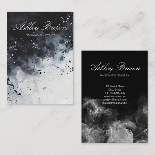 Unieke Waterverf Handgemaakte Sieraden Oorbel Disp Visitekaartje (Voorkant / Achterkant)