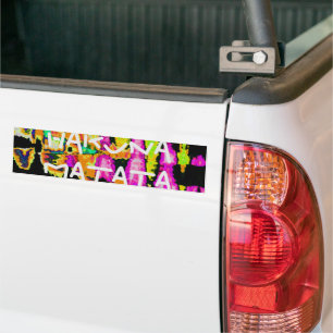 Unieke Waterverf kunstwerken: Paarse, zwarte en Li Bumpersticker