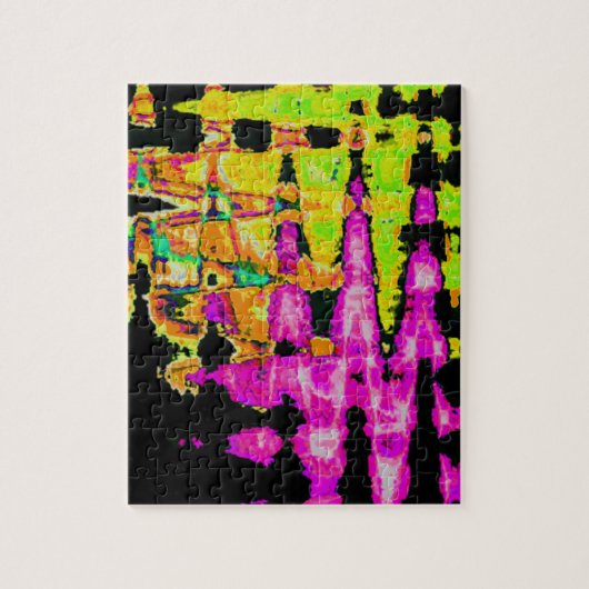 Unieke Waterverf kunstwerken: Paarse, zwarte en Li Legpuzzel (Verticaal)