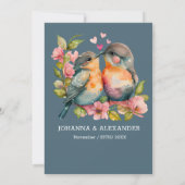 Unieke Waterverf Lovebirds bruiloft uitnodiging (Achterkant)