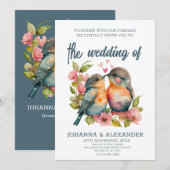 Unieke Waterverf Lovebirds bruiloft uitnodiging (Voorkant / Achterkant)