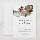 Unieke Waterverf op papier Fotobruiloft Kaart (Voorkant / Achterkant)