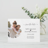 Unieke Waterverf op papier Fotobruiloft Save The Date (Staand voorkant)