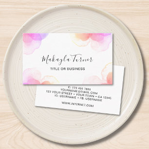 Unieke waterverf pastel bloemen visitekaartje