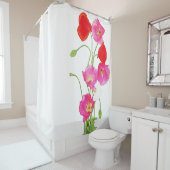 Unieke Waterverf rode roze witte papaver Douchegordijn (In situ)