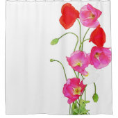 Unieke Waterverf rode roze witte papaver Douchegordijn (Voorkant)