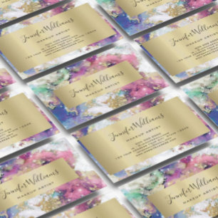 Unieke Waterverf Sparkly Gold Foil Beauty Salon Visitekaartje