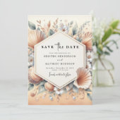 Unieke Waterverf strand bruiloft Save The Date (Staand voorkant)