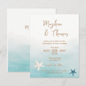 Unieke Waterverf Strandvlekthema bruiloft Notitiekaartje (Voorkant / Achterkant)