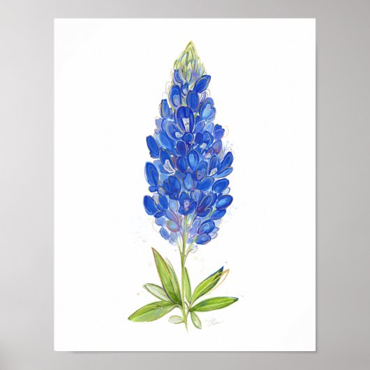 Unieke Waterverf Texas Bluebonnet Art Poster (Voorkant)