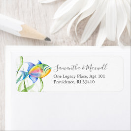 Unieke Waterverf Tropische Vissen Retouradres Etiket