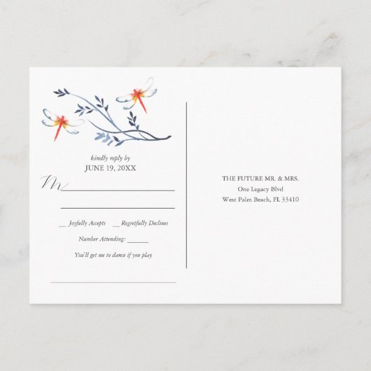 Unieke Waterverf Trouwlied Aanvraag RSVP Briefkaart (Achterkant)