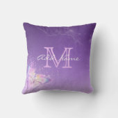 Unieke Waterverf van Monogram Paarse vlinder Kussen (Achterkant)