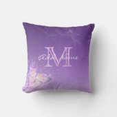 Unieke Waterverf van Monogram Paarse vlinder Kussen (Voorkant)