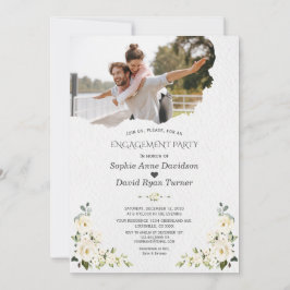 Unieke Waterverf White Floral Photo Verloving Kaart