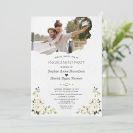 Unieke Waterverf White Floral Photo Verloving Kaart