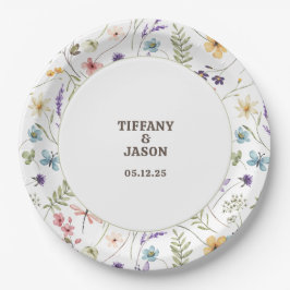 Unieke Waterverf Wildflower bruiloft Papieren Bordje