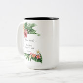 Unieke weelderige tropische tuin bloem bloesem doo tweekleurige koffiemok (Voorkant links)