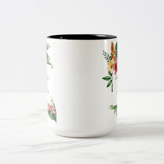 Unieke weelderige tropische tuin bloem bloesem doo tweekleurige koffiemok (Center)