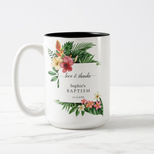 Unieke weelderige tropische tuin bloem bloesem doo tweekleurige koffiemok (Links)