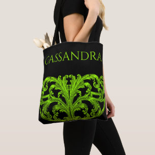 Unieke wervelkolom gepersonaliseerd voor groen tote bag