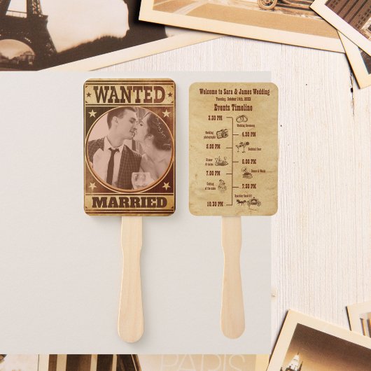 Unieke Westerne Stijl bruiloft programma Hand Fan Handwaaier