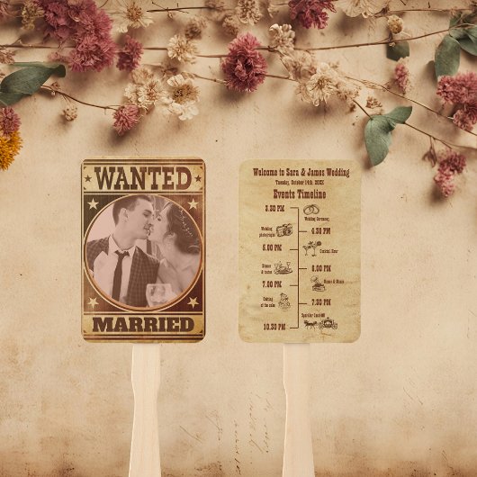 Unieke Westerne Stijl bruiloft programma Hand Fan Handwaaier