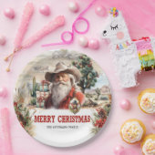 Unieke westerne stijl Santa met sheriff badges Papieren Bordje (Feest)