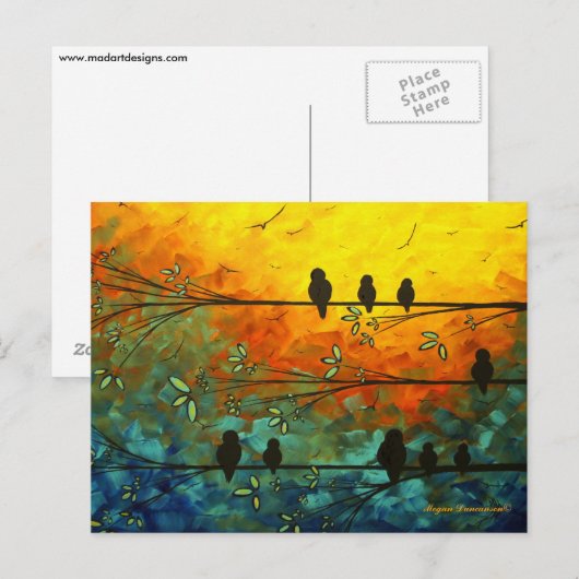 Unieke Whimsical Birds op een Briefkaart van de Ta (Voorkant / Achterkant)