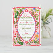 Unieke Whimsical Bloemboog Doodle Handgetekend Menu (Staand voorkant)