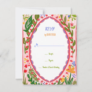 Unieke Whimsical Bloemrijke Grappige Doodle Hand G RSVP Kaartje
